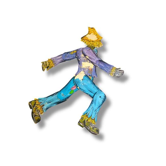 Vintage Articutated Scarecrow Decor Fall Autumn 15.5" Beistle USA Die Cut - Picture 6 of 7